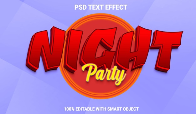 Efecto de texto de la fiesta nocturna de PSD