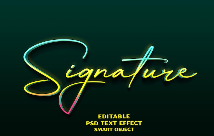 PSD efecto de texto de firma colorido