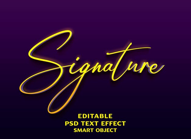 Efecto de texto de firma dorada