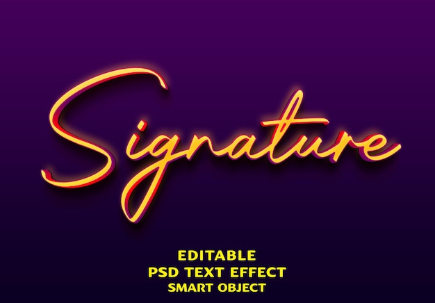 Efecto de texto de firma elegante