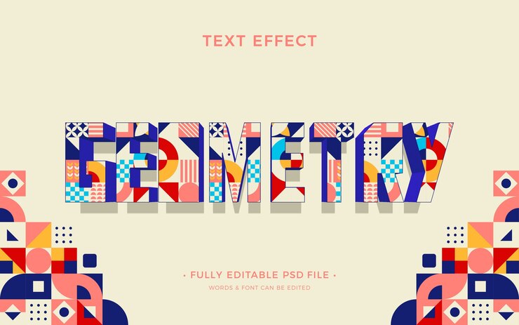PSD efecto de texto de forma geométrica