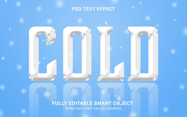 Efecto de texto de frío de invierno de vector libre