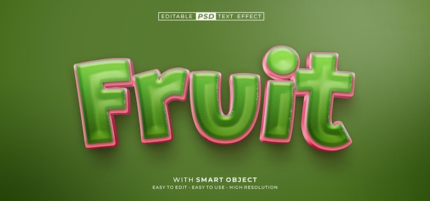 Efecto de texto de fruta fresca 3d estilo de texto editable