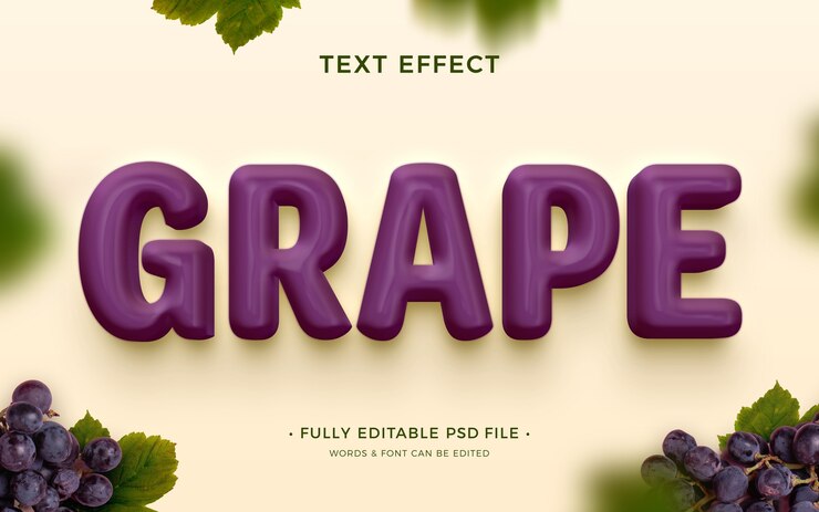 PSD efecto de texto de frutas frescas.