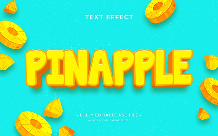 PSD efecto de texto de frutas tropicales