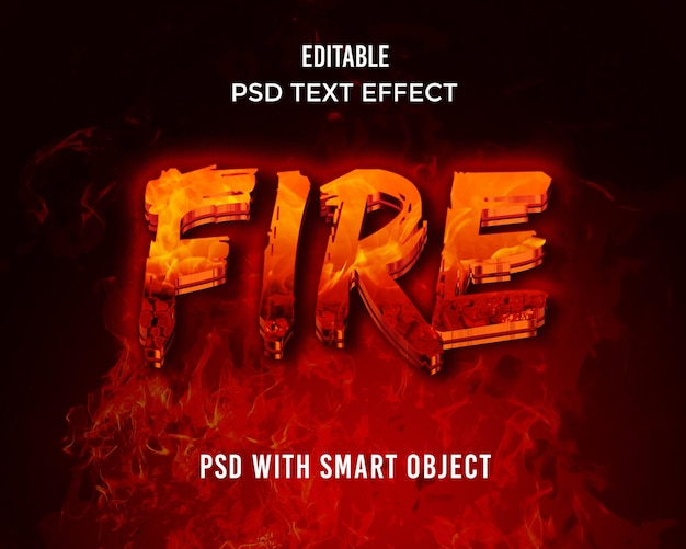 Efecto de texto de fuego 3d