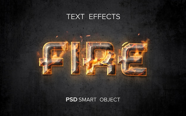 Efecto de texto de fuego creativo