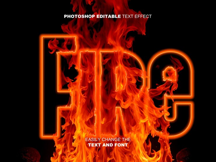 PSD efecto de texto de fuego