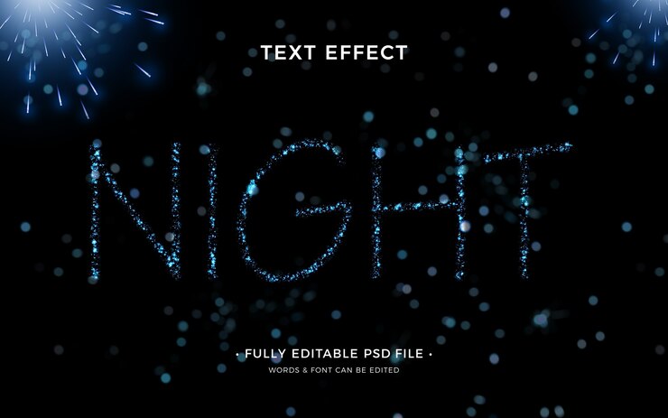 PSD efecto de texto de fuegos artificiales