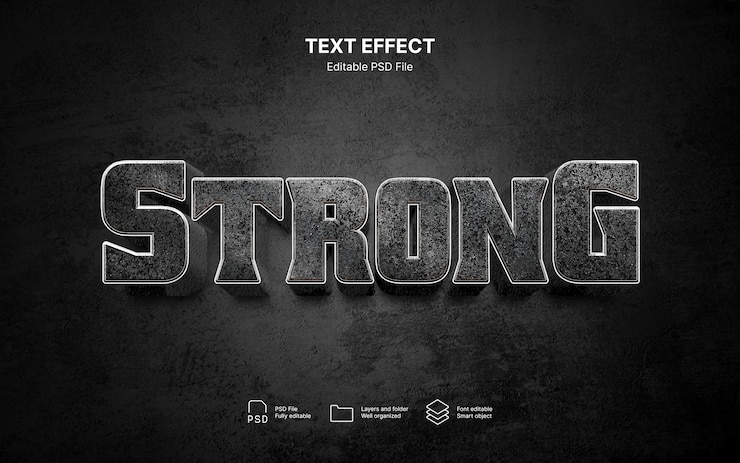 PSD efecto de texto fuerte