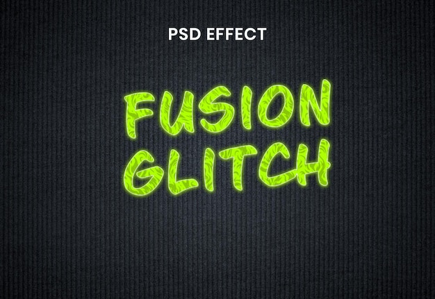 Efecto de texto de Fusion Glitch Efecto de PSD plantilla de efecto Neon Tóxico