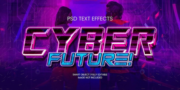 PSD efecto de texto del futuro cibernético