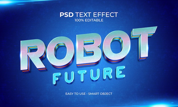 PSD efecto de texto futuro del robot