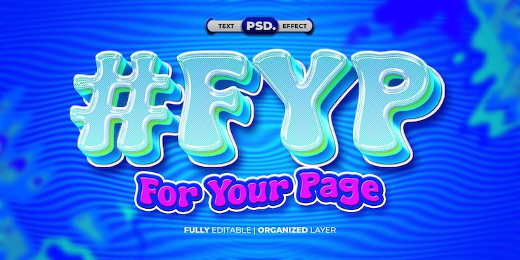 PSD efecto de texto fyp 3d estilo y2k