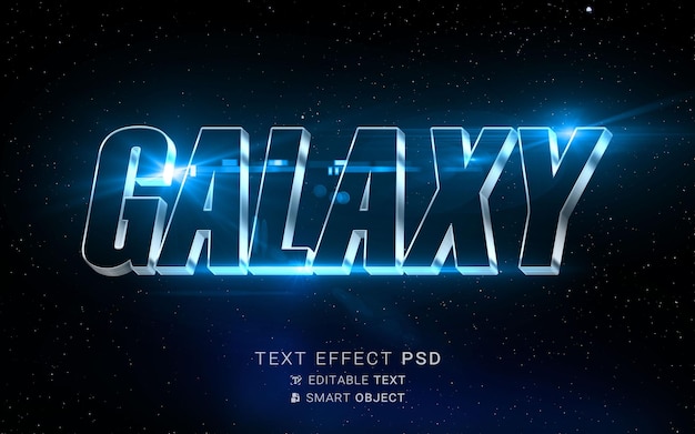 PSD efecto de texto galaxia cromado
