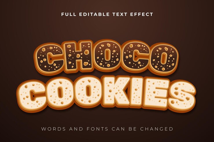 PSD efecto de texto de las galletas de chocolate