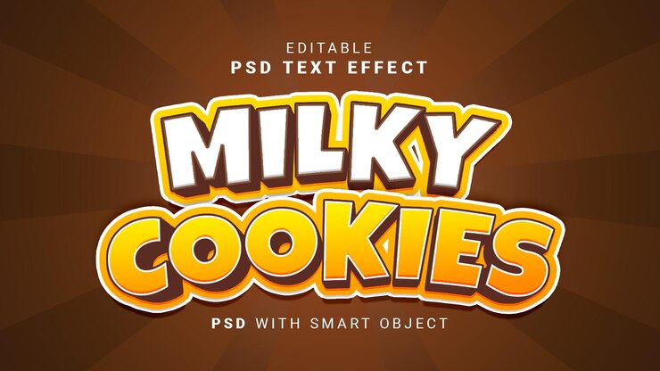 PSD efecto de texto de galletas lechosas
