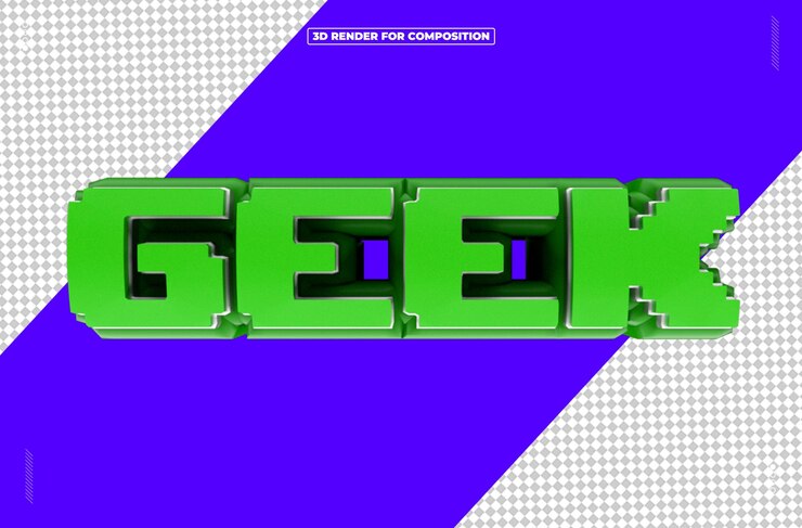 PSD efecto de texto geek pixelado 3d