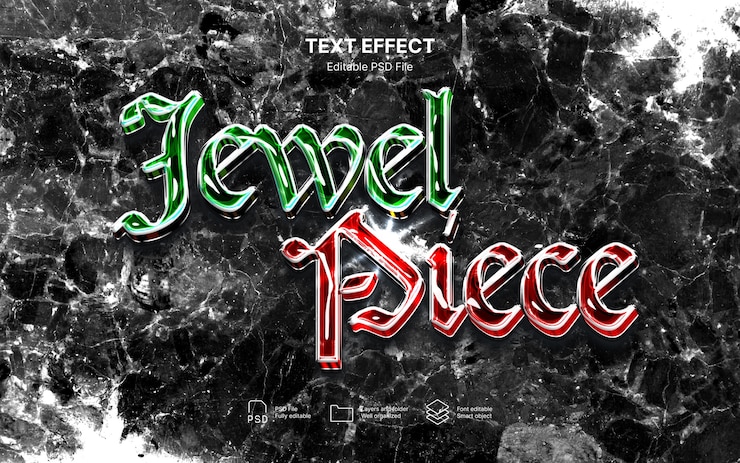 PSD efecto de texto de gemas