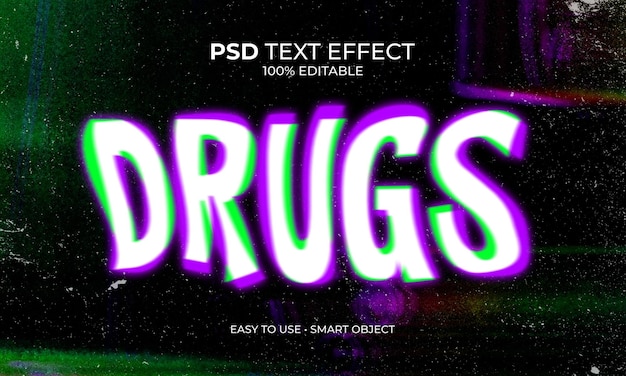 PSD efecto de texto de glitch de drogas