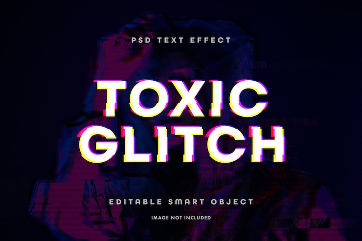 PSD efecto de texto de glitch
