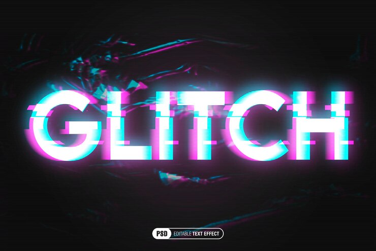 PSD efecto de texto de glitch