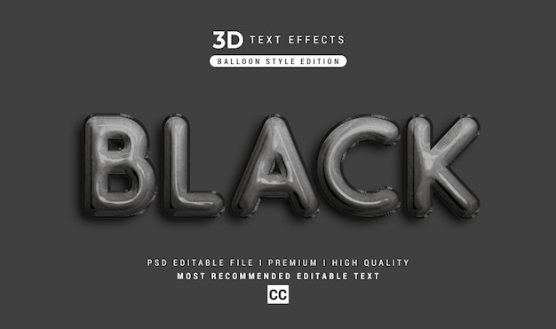 Efecto de texto de globo negro 3D