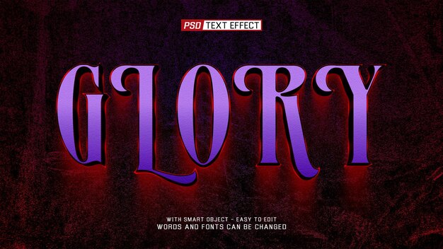 Efecto de texto Glory 3D