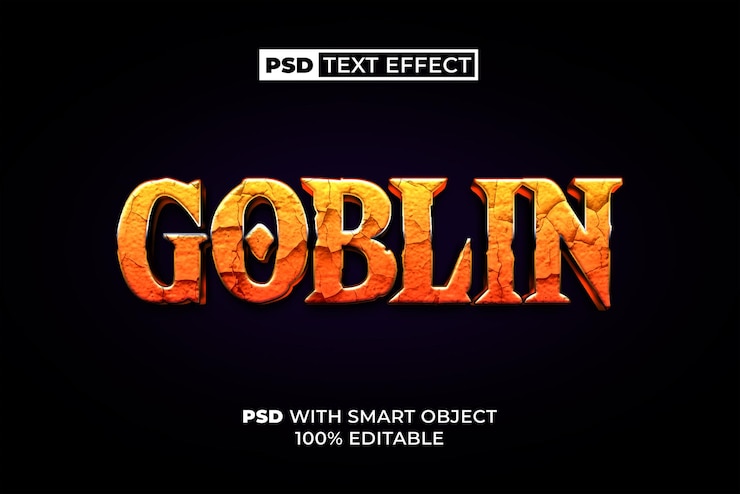 PSD efecto de texto goblin estilo texturizado efecto de mensaje editable