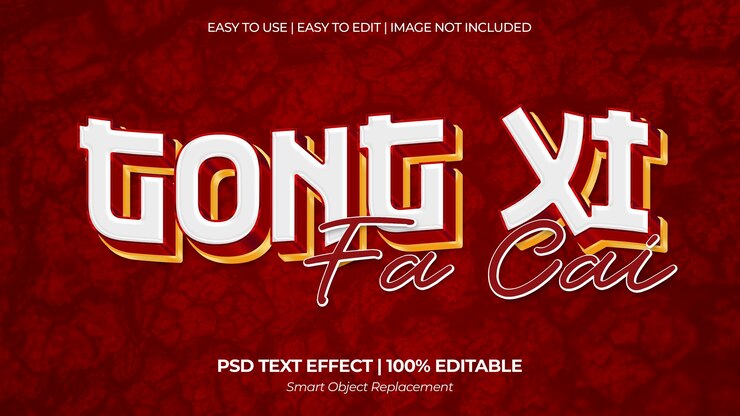 PSD efecto de texto de gong xi fa cai