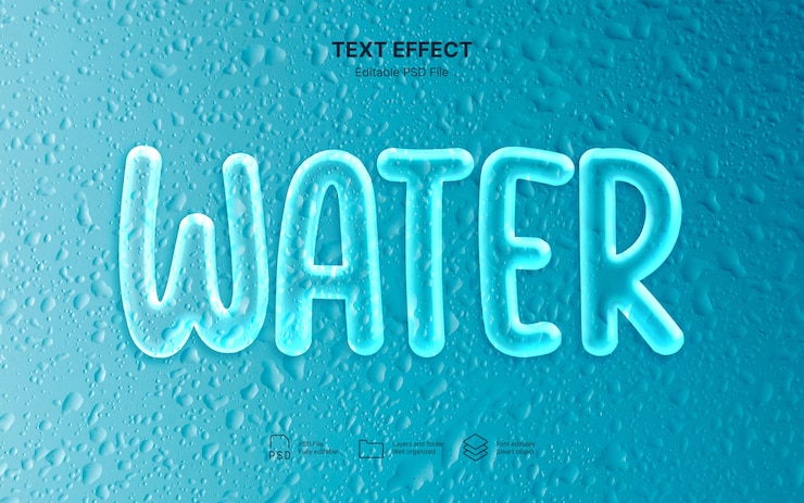 PSD efecto de texto de gota de agua.