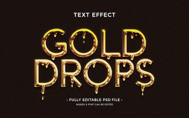 Efecto de texto de gotas de oro
