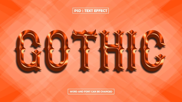 Efecto de texto gótico metálico 3D