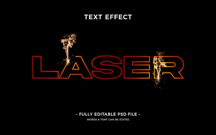 PSD efecto de texto de grabado láser