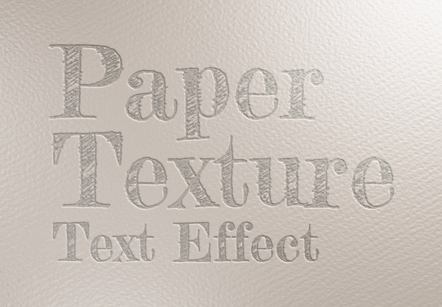 PSD efecto de texto grabado en maqueta de textura de hoja de papel