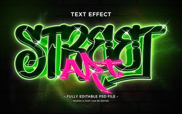 PSD efecto de texto de graffiti colorido