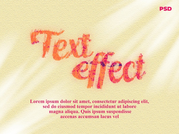 Efecto de texto grunge naranja editable psd