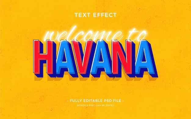 PSD efecto de texto habana