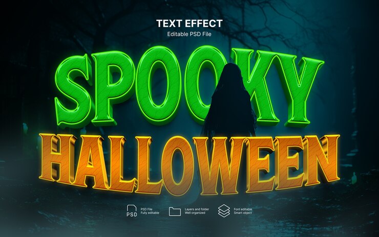 PSD efecto de texto de halloween