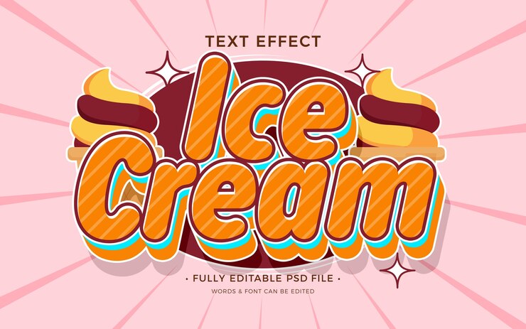 PSD efecto de texto de helado