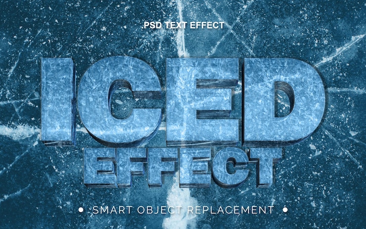 PSD efecto de texto de hielo congelado realista en 3d