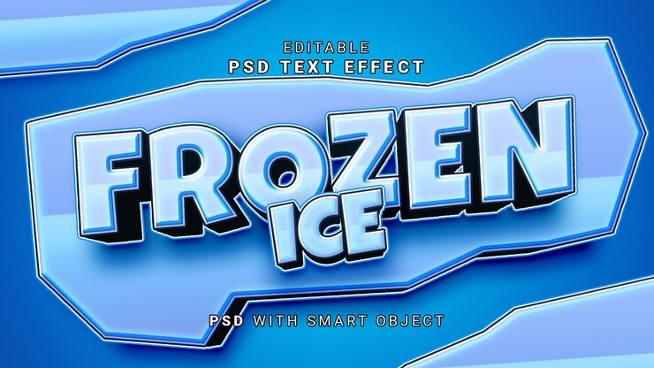 PSD efecto de texto de hielo congelado
