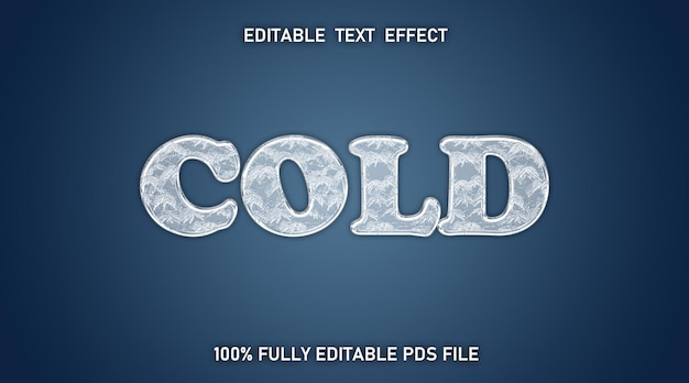 Efecto de texto de hielo frío Archivo PSD totalmente editable