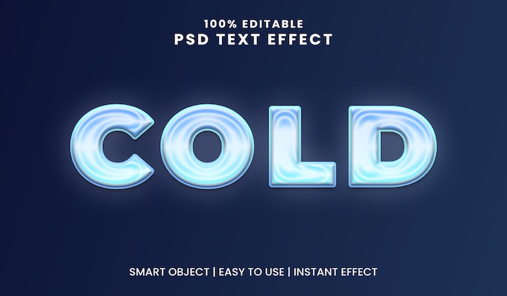PSD efecto de texto de hielo frío estilo psd congelado editable para diseños de invierno y frescos