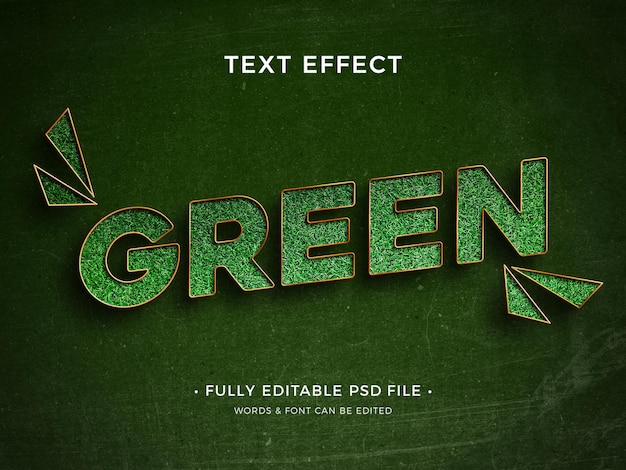 Efecto de texto de hierba verde PSD fuente de naturaleza editable para logotipos ecológicos carteles del Día de la Tierra y brandy orgánico