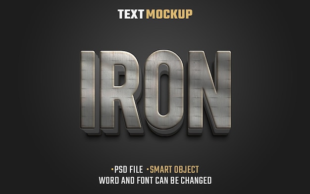 efecto de texto de hierro efecto de fuente de texto 3D