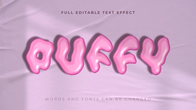 Efecto de texto hinchado y brillante