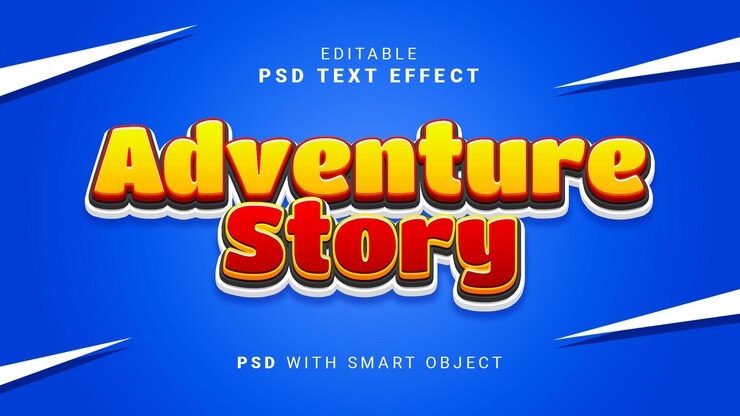 PSD efecto de texto de historia de aventuras