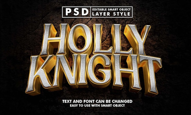 efecto de texto holly knight premium psd con objeto inteligente