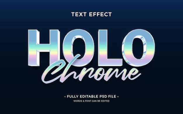 PSD efecto de texto holo cromado